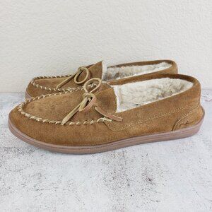 My Slippers Leather Suede Shoes Loafers Fur Lined Brown Size 10 Comfy Soft